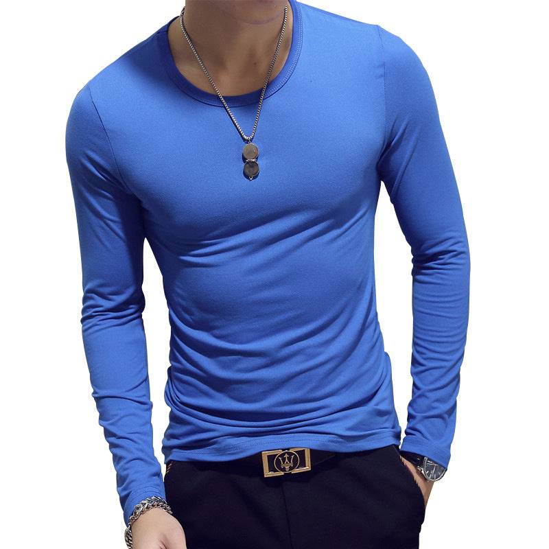 Slim-Fit Solid Color Round Neck Pullover Men's Enfom Clothing