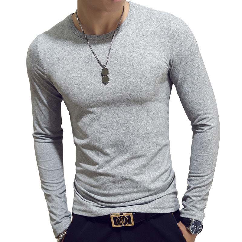 Slim-Fit Solid Color Round Neck Pullover Men's Enfom Clothing