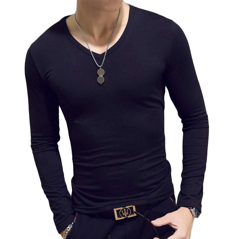 Slim-Fit Solid Color Round Neck Pullover Men's Enfom Clothing