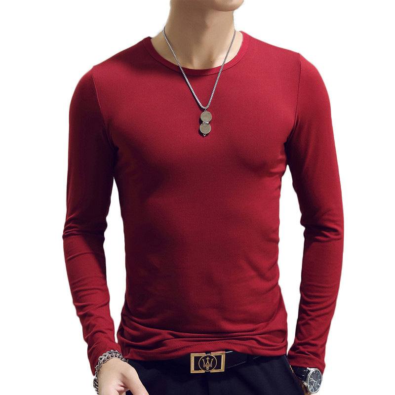 Slim-Fit Solid Color Round Neck Pullover Men's Enfom Clothing