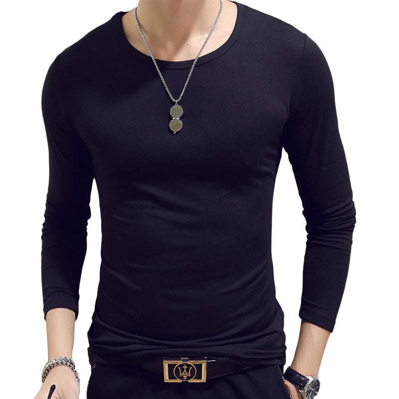 Slim-Fit Solid Color Round Neck Pullover Men's Enfom Clothing