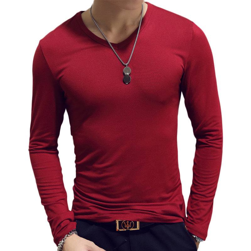 Slim-Fit Solid Color Round Neck Pullover Men's Enfom Clothing