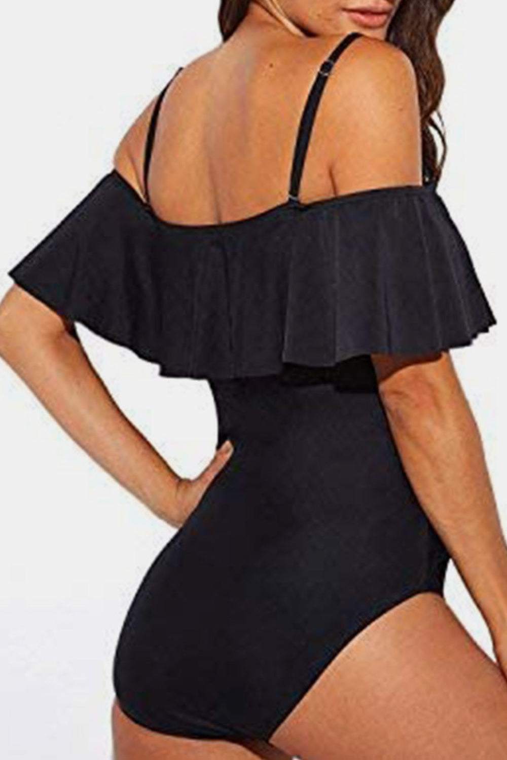 Spaghetti Strap Fold-Over One-Piece Swimsuit Enfom Clothing