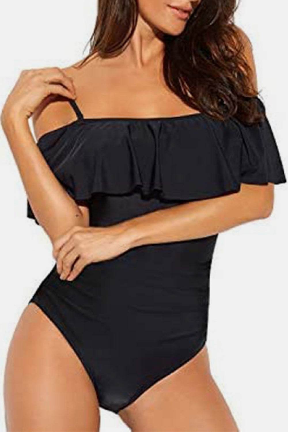 Spaghetti Strap Fold-Over One-Piece Swimsuit Enfom Clothing