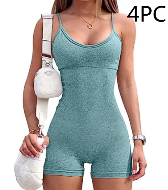 Spaghetti Strap Shorts Jumpsuit Sports Yoga Workout Tight Romper Women Fashion Fitness Sportwear Enfom Clothing