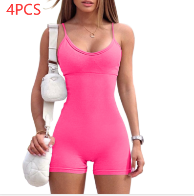 Spaghetti Strap Shorts Jumpsuit Sports Yoga Workout Tight Romper Women Fashion Fitness Sportwear Enfom Clothing