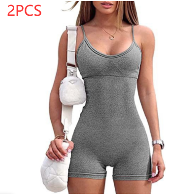 Spaghetti Strap Shorts Jumpsuit Sports Yoga Workout Tight Romper Women Fashion Fitness Sportwear Enfom Clothing