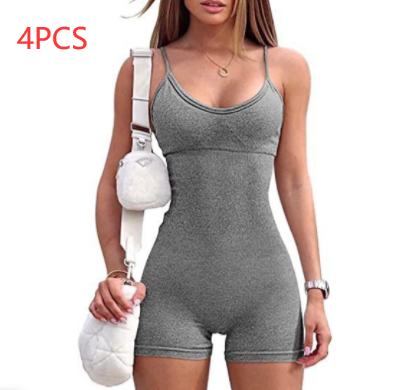 Spaghetti Strap Shorts Jumpsuit Sports Yoga Workout Tight Romper Women Fashion Fitness Sportwear Enfom Clothing