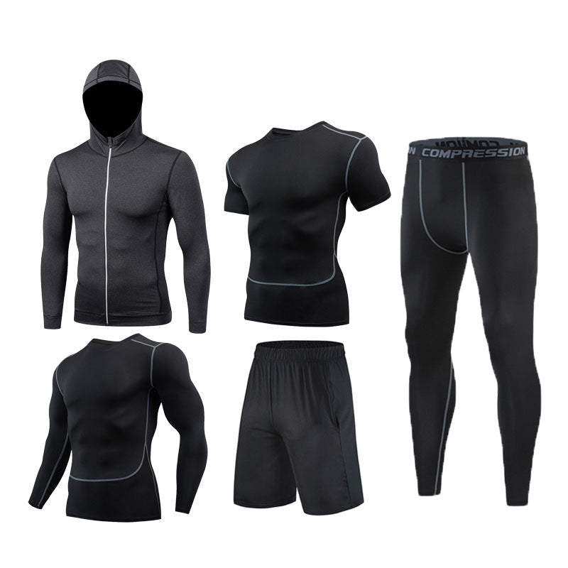 Sports Suit Men's Long-sleeved Trousers Gym Suit Running Training Sports Fitness Tight Enfom Clothing