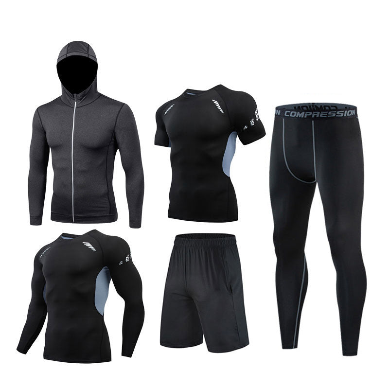 Sports Suit Men's Long-sleeved Trousers Gym Suit Running Training Sports Fitness Tight Enfom Clothing