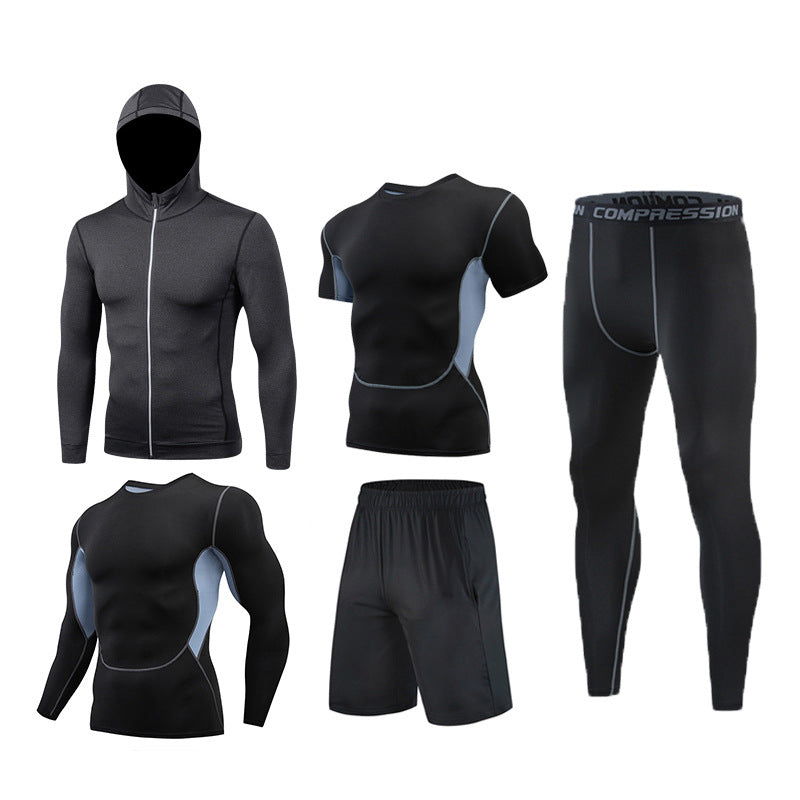 Sports Suit Men's Long-sleeved Trousers Gym Suit Running Training Sports Fitness Tight Enfom Clothing