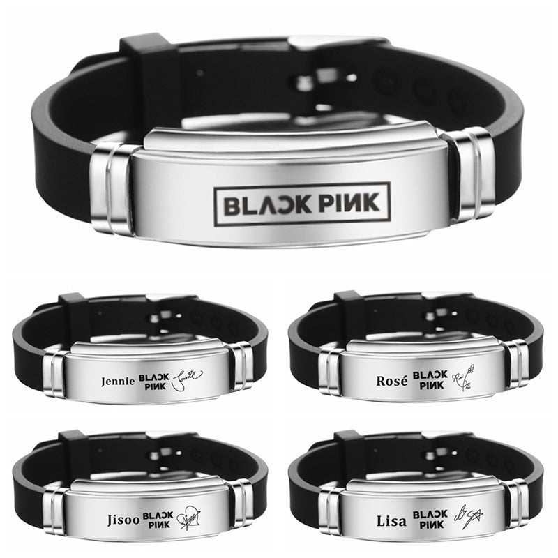 Stainless steel BLACK PINK sport adjustable silicone bracelet Enfom Clothing