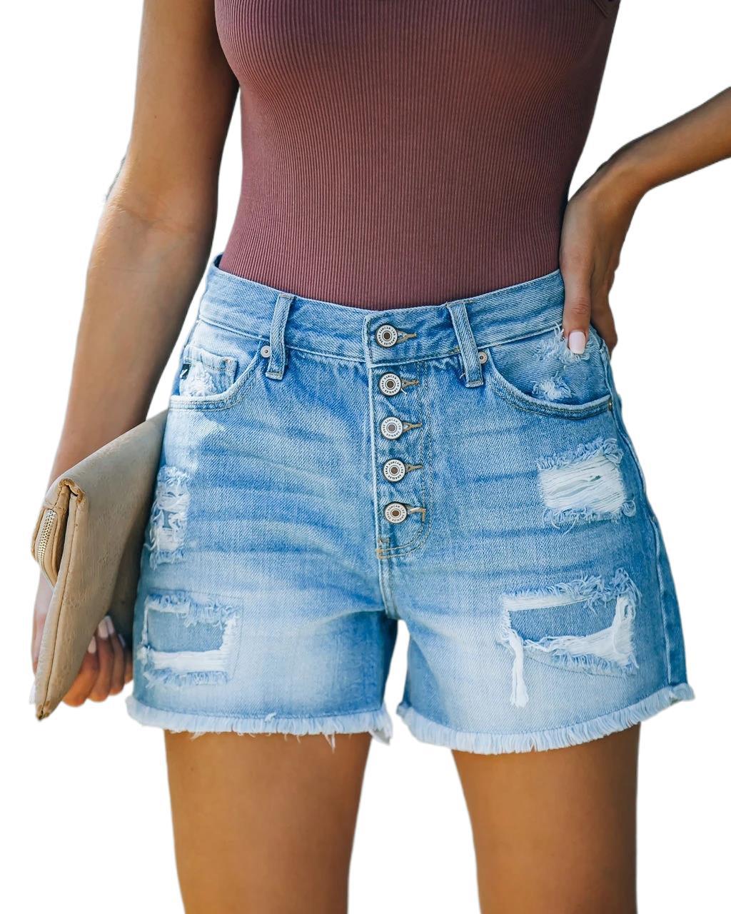 Summer Casual Denim Straight Leg Pants High Waist Denim Shorts Enfom Clothing