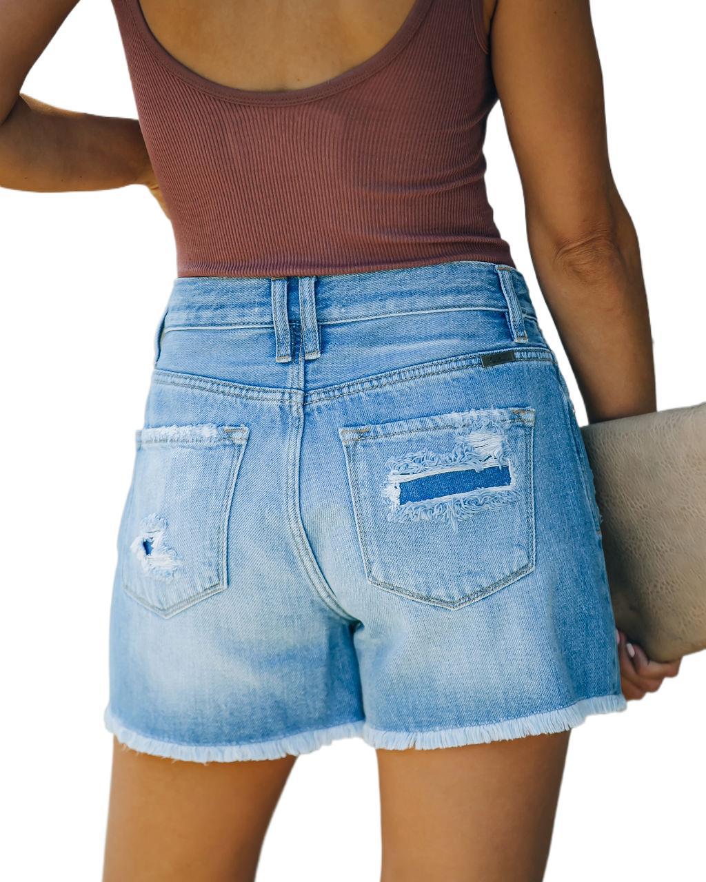 Summer Casual Denim Straight Leg Pants High Waist Denim Shorts Enfom Clothing