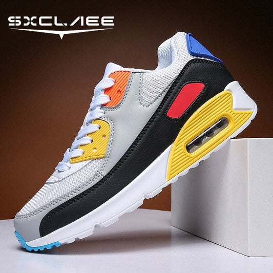 Sxclaee Air Cushion Men Casual Shoes Breathable Comfortable Mesh Lining Sneakers Sweat-absorbent Deodorant Sports Shoes Size 47 Enfom Clothing