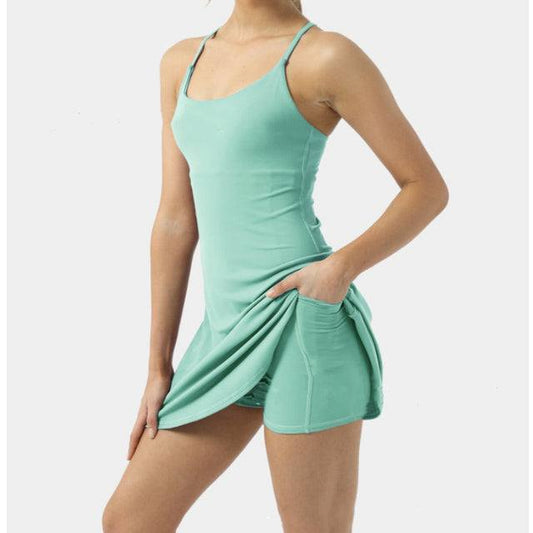 tennis dress women slip dresses sport halter skirt shorts