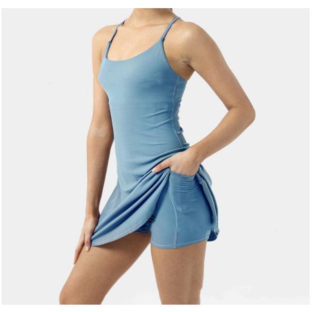 tennis dress women slip dresses sport halter skirt shorts