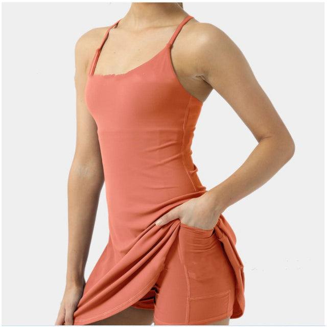 tennis dress women slip dresses sport halter skirt shorts