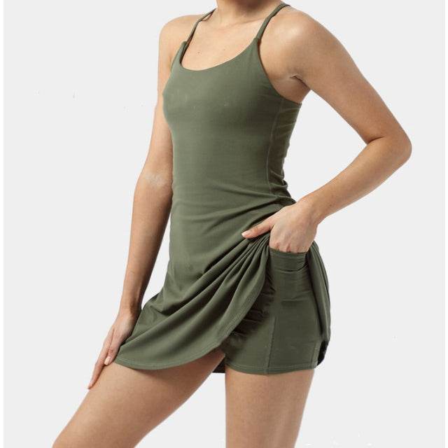 tennis dress women slip dresses sport halter skirt shorts