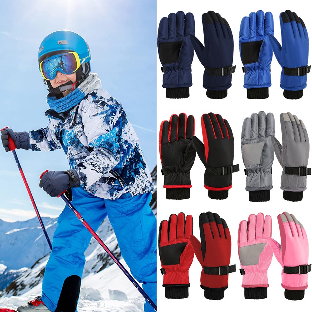 Thermal Ski Gloves Children Kids Winter Fleece Waterproof Warm Child Snowboard Snow Gloves Skiing Riding for 8-15 Years Old Enfom Clothing