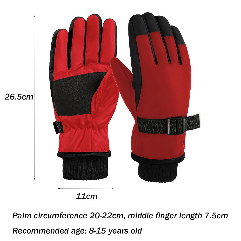 Thermal Ski Gloves Children Kids Winter Fleece Waterproof Warm Child Snowboard Snow Gloves Skiing Riding for 8-15 Years Old Enfom Clothing