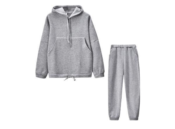 Two Piece Fall Winter Hooded And Fleece Sweater Pants Casual Ladies Sports Suit Enfom Clothing