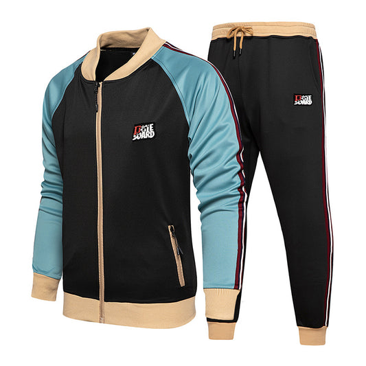 Two-piece set of male tracksuit sports wear fashion colorblock jogging suit autumn winter male gym clothes Enfom Clothing