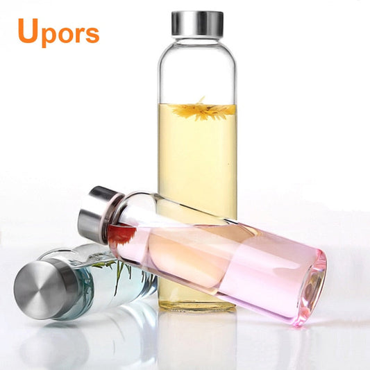 Upors 360ml 550ml Sport Style Glass Water Bottle Portable Bicycle Tour Solid Transparent Office Bottle Enfom Clothing