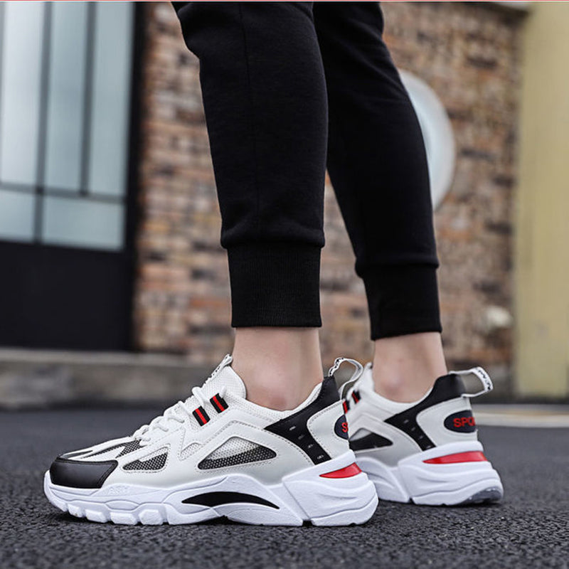 White Sneakers Men Non Slip Walking Running Shoes Sports Enfom Clothing