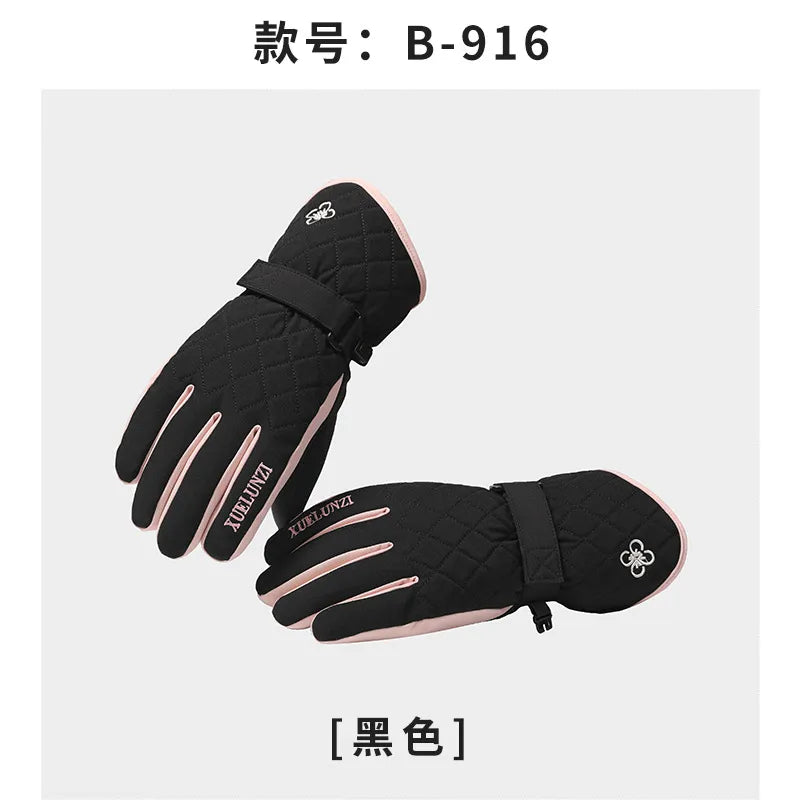 Winter Ski Gloves for Women Snowboard Thermal Gloves Keep Warm Water Wind Proof Velvet Cycling Bicycle Gloves Enfom Clothing