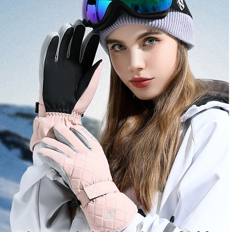 Winter Ski Gloves for Women Snowboard Thermal Gloves Keep Warm Water Wind Proof Velvet Cycling Bicycle Gloves Enfom Clothing