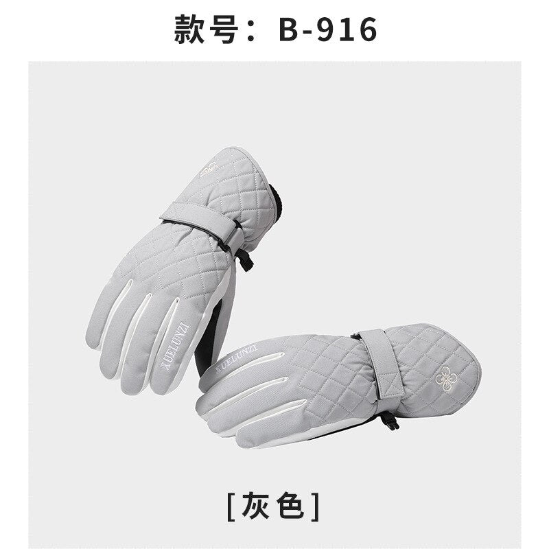 Winter Ski Gloves for Women Snowboard Thermal Gloves Keep Warm Water Wind Proof Velvet Cycling Bicycle Gloves Enfom Clothing