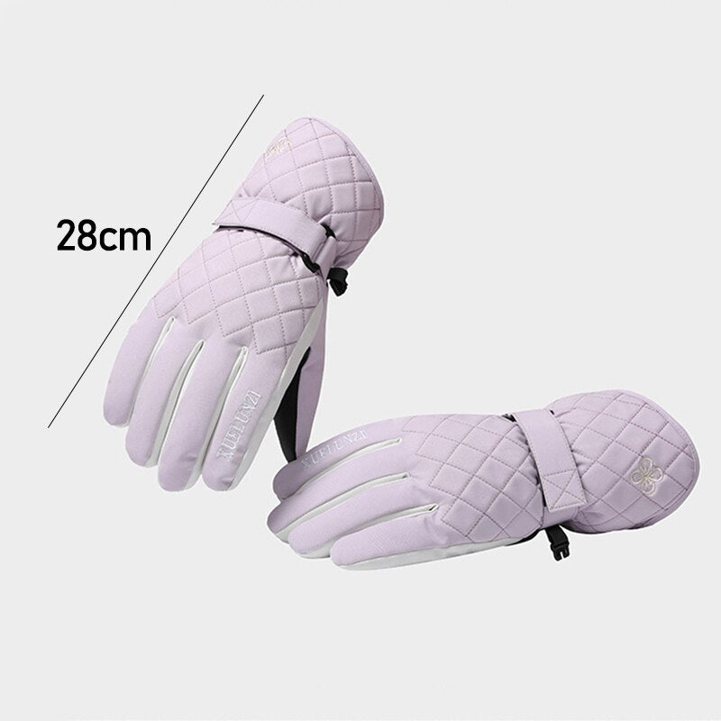 Winter Ski Gloves for Women Snowboard Thermal Gloves Keep Warm Water Wind Proof Velvet Cycling Bicycle Gloves Enfom Clothing