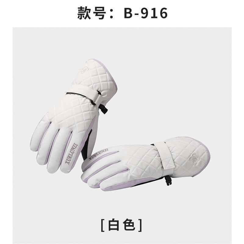 Winter Ski Gloves for Women Snowboard Thermal Gloves Keep Warm Water Wind Proof Velvet Cycling Bicycle Gloves Enfom Clothing