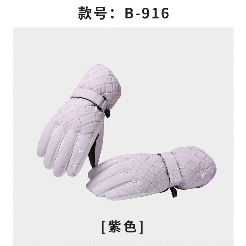 Winter Ski Gloves for Women Snowboard Thermal Gloves Keep Warm Water Wind Proof Velvet Cycling Bicycle Gloves Enfom Clothing