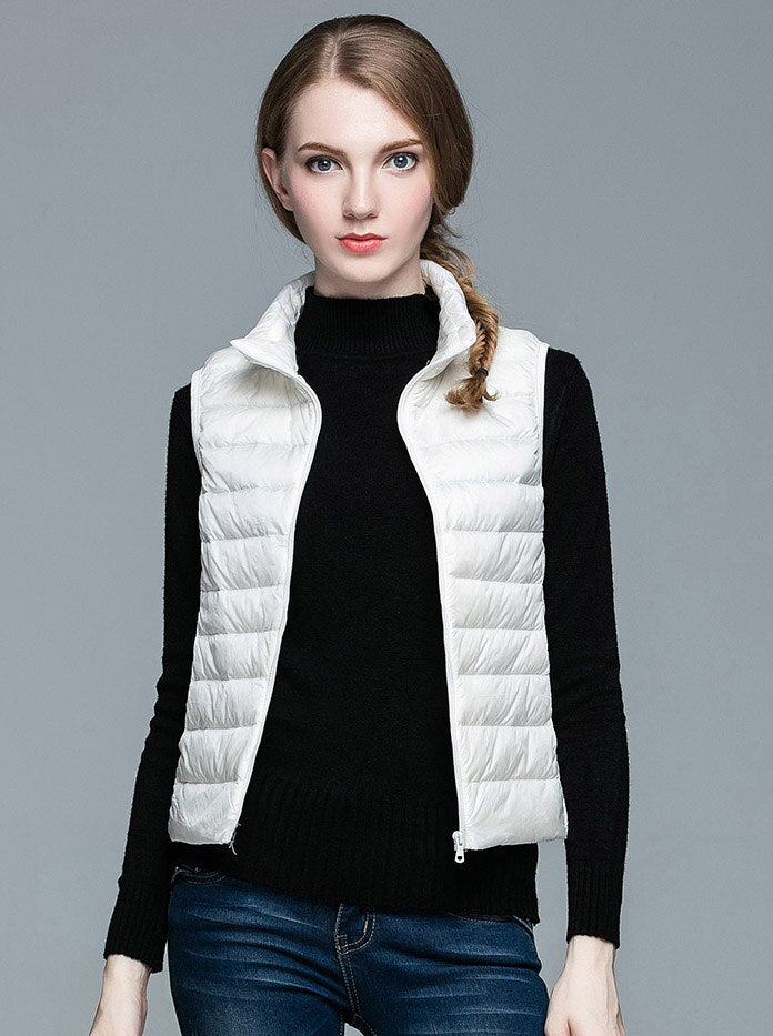 Winter Women 90% White Duck Down Vest Ultra Light Vest Jacket Autumn Winter Sleeveless Coat Waistcoat Enfom Clothing