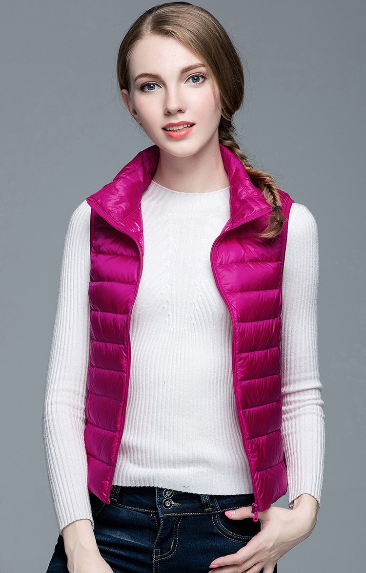 Winter Women 90% White Duck Down Vest Ultra Light Vest Jacket Autumn Winter Sleeveless Coat Waistcoat Enfom Clothing