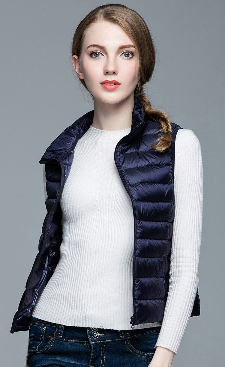 Winter Women 90% White Duck Down Vest Ultra Light Vest Jacket Autumn Winter Sleeveless Coat Waistcoat Enfom Clothing