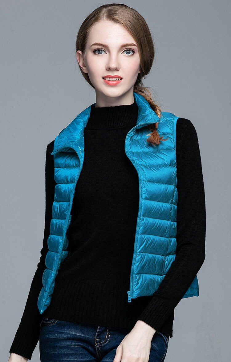 Winter Women 90% White Duck Down Vest Ultra Light Vest Jacket Autumn Winter Sleeveless Coat Waistcoat Enfom Clothing