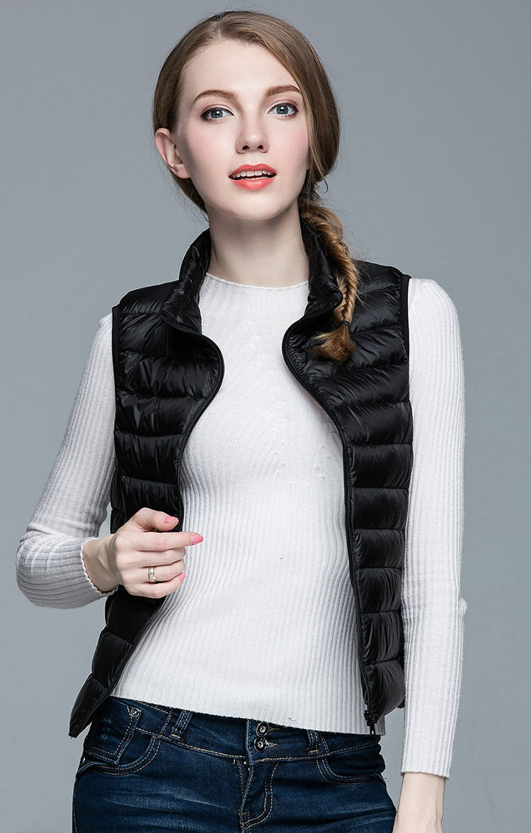 Winter Women 90% White Duck Down Vest Ultra Light Vest Jacket Autumn Winter Sleeveless Coat Waistcoat Enfom Clothing