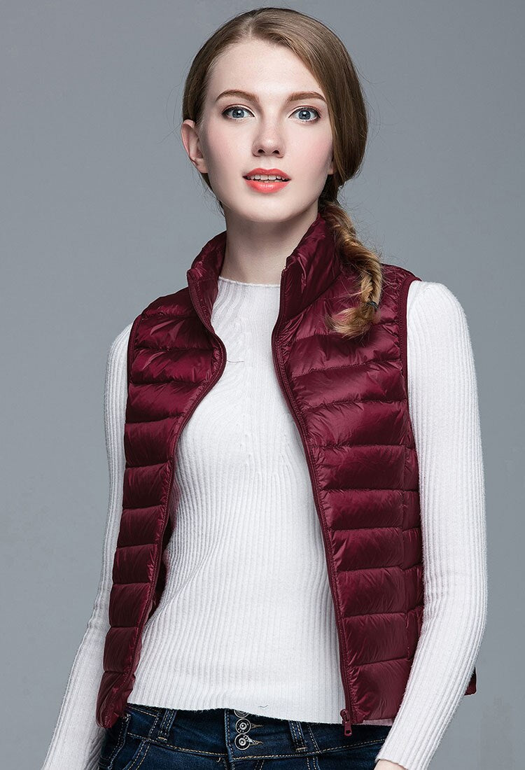 Winter Women 90% White Duck Down Vest Ultra Light Vest Jacket Autumn Winter Sleeveless Coat Waistcoat Enfom Clothing