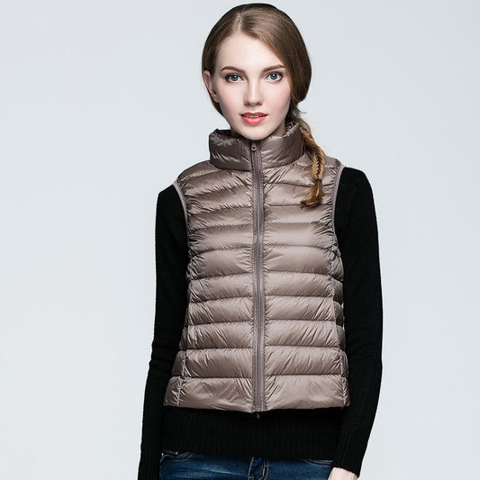 Winter Women 90% White Duck Down Vest Ultra Light Vest Jacket Autumn Winter Sleeveless Coat Waistcoat Enfom Clothing