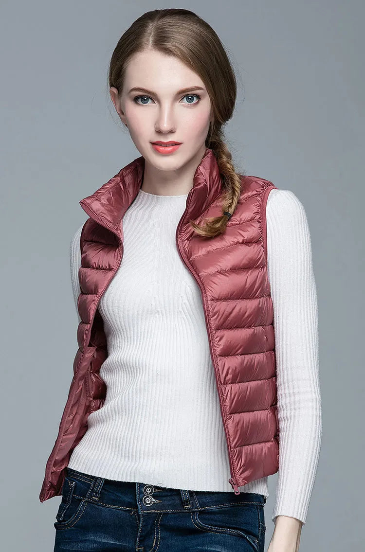 Winter Women 90% White Duck Down Vest Ultra Light Vest Jacket Autumn Winter Sleeveless Coat Waistcoat Enfom Clothing