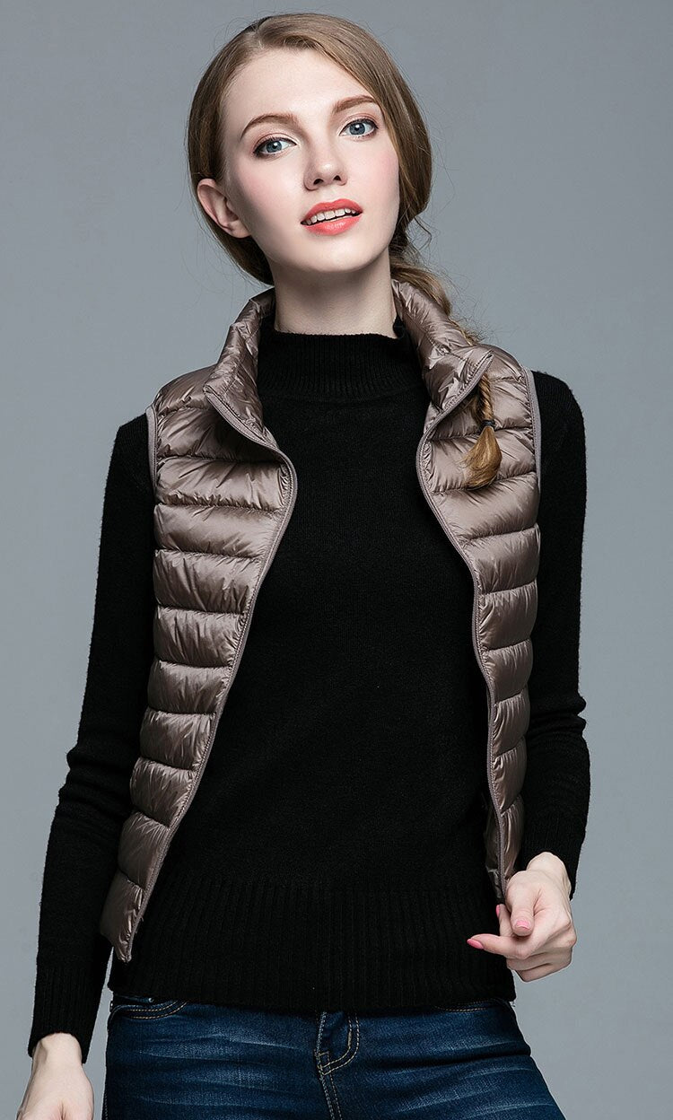 Winter Women 90% White Duck Down Vest Ultra Light Vest Jacket Autumn Winter Sleeveless Coat Waistcoat Enfom Clothing