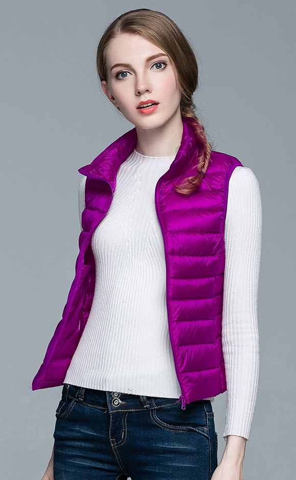 Winter Women 90% White Duck Down Vest Ultra Light Vest Jacket Autumn Winter Sleeveless Coat Waistcoat Enfom Clothing