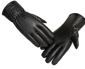 Winter plus velvet warm leather PU outdoor riding sports full touch screen three strips of leather gloves Enfom Clothing