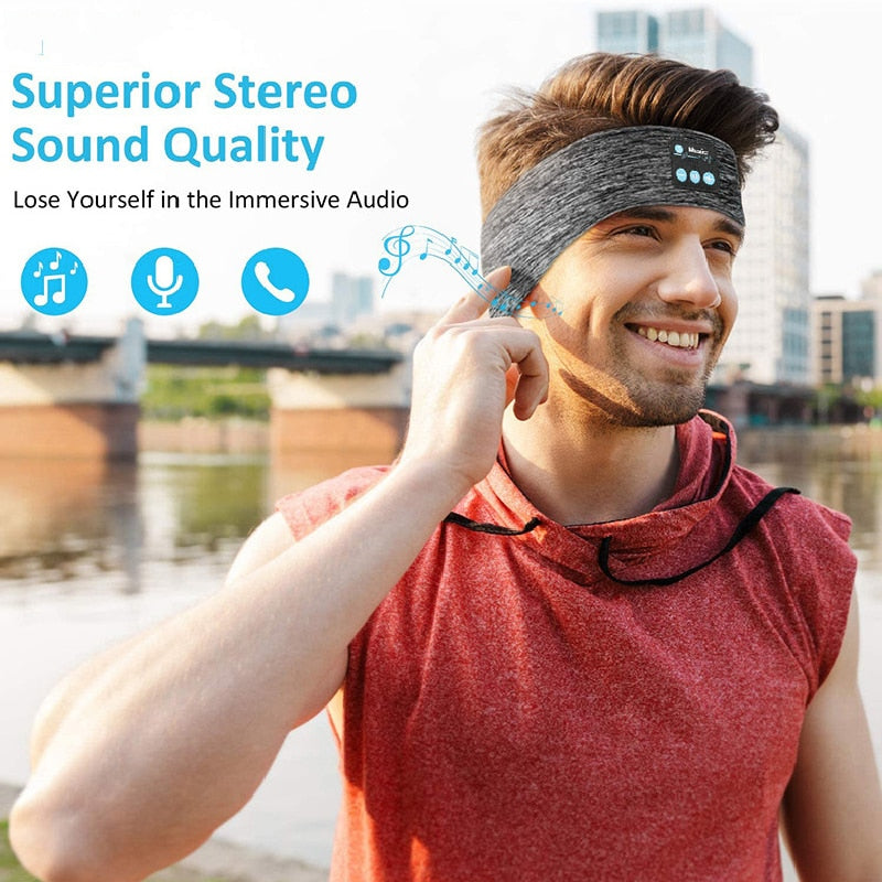 Wireless Bluetooth Music Headband Running Sport Elastic Sweatband Headbands Sleeping Headwear Headphone Speaker Headset Enfom Clothing