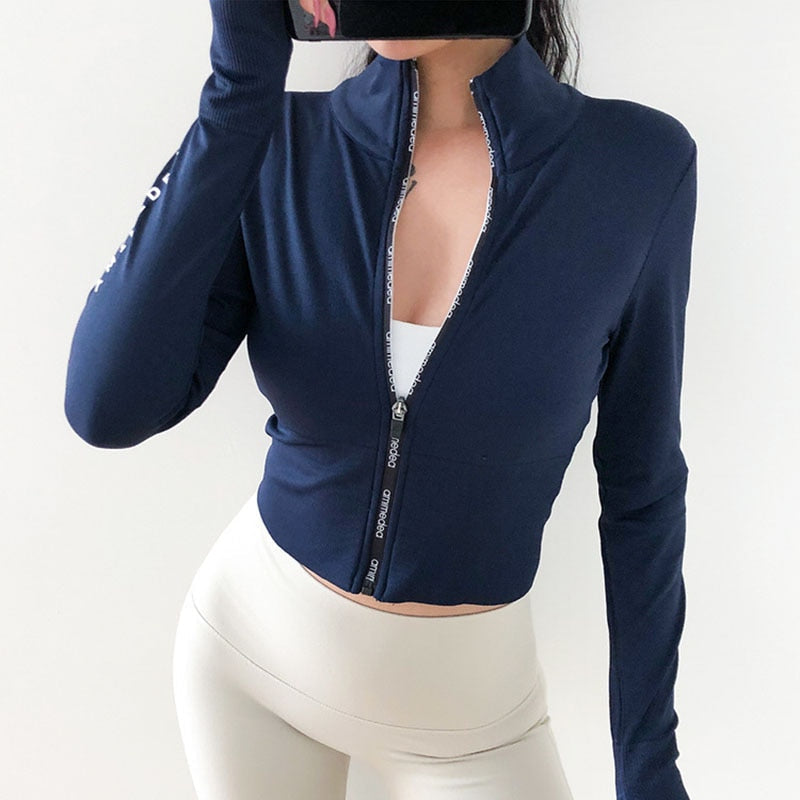 Woman Jerseys Sport shirt Women Jacket Long Sleeves Crop top Sports Fit Fitness Yoga Top Workout Jacket Female Gym Shirts Enfom Clothing