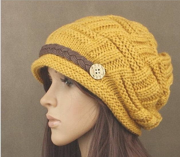 Woman knitted Caps earmuffs hat, fashion winter pure manual warm cap, four color, Christmas gift. Enfom Clothing