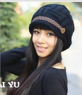 Woman knitted Caps earmuffs hat, fashion winter pure manual warm cap, four color, Christmas gift. Enfom Clothing